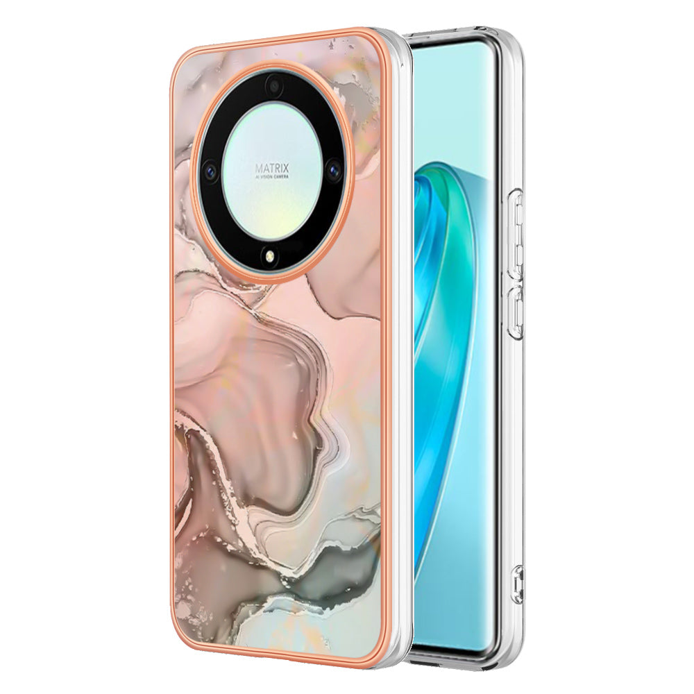 YB IMD Series-16 Style E TPU Phone Case for Honor X9a 5G / Magic5 Lite 5G / X40 5G , Marble Pattern 2.0mm IMD Electroplating Cover