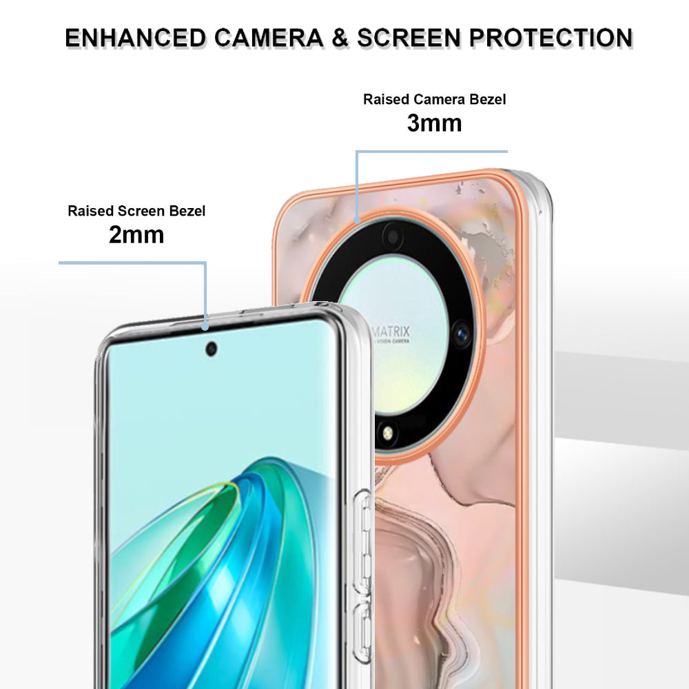 YB IMD Series-16 Style E TPU Phone Case for Honor X9a 5G / Magic5 Lite 5G / X40 5G , Marble Pattern 2.0mm IMD Electroplating Cover
