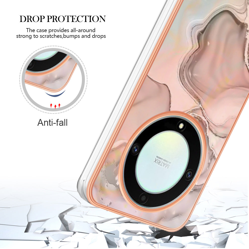 YB IMD Series-16 Style E TPU Phone Case for Honor X9a 5G / Magic5 Lite 5G / X40 5G , Marble Pattern 2.0mm IMD Electroplating Cover