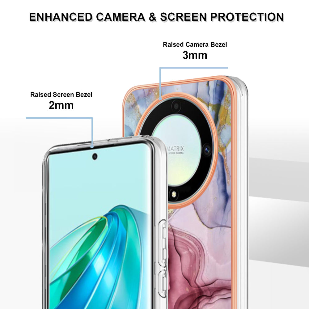 YB IMD Series-16 Style E TPU Phone Case for Honor X9a 5G / Magic5 Lite 5G / X40 5G , Marble Pattern 2.0mm IMD Electroplating Cover