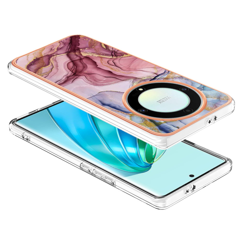 YB IMD Series-16 Style E TPU Phone Case for Honor X9a 5G / Magic5 Lite 5G / X40 5G , Marble Pattern 2.0mm IMD Electroplating Cover