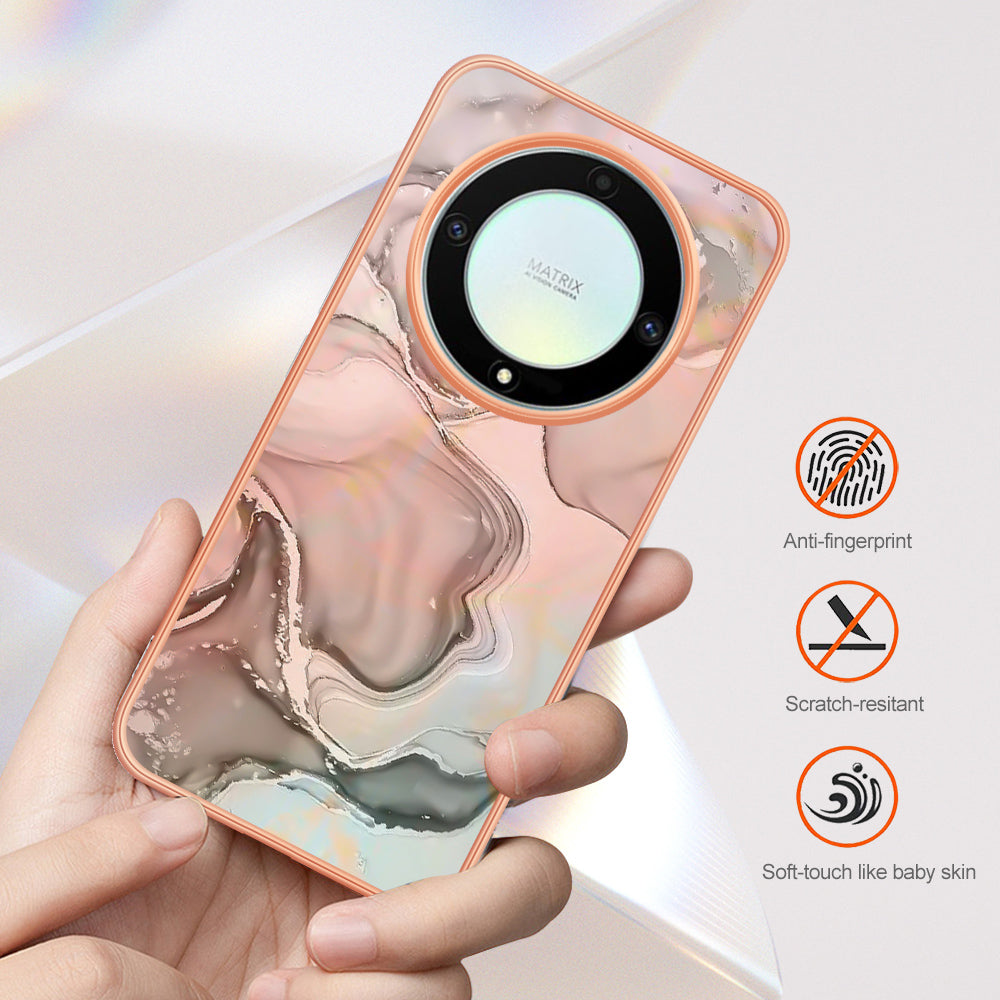 YB IMD Series-16 Style E TPU Phone Case for Honor X9a 5G / Magic5 Lite 5G / X40 5G , Marble Pattern 2.0mm IMD Electroplating Cover