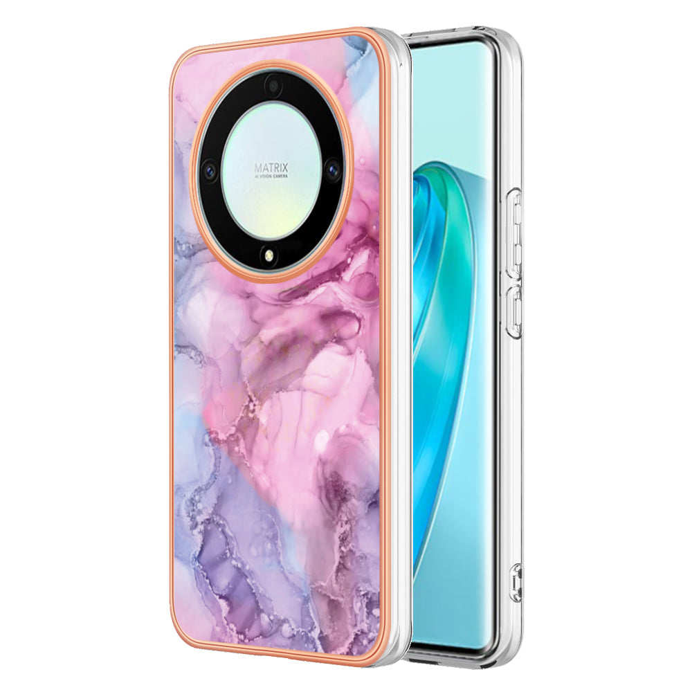 YB IMD Series-16 Style E TPU Phone Case for Honor X9a 5G / Magic5 Lite 5G / X40 5G , Marble Pattern 2.0mm IMD Electroplating Cover