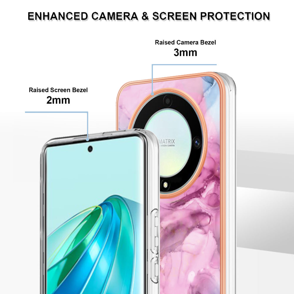 YB IMD Series-16 Style E TPU Phone Case for Honor X9a 5G / Magic5 Lite 5G / X40 5G , Marble Pattern 2.0mm IMD Electroplating Cover