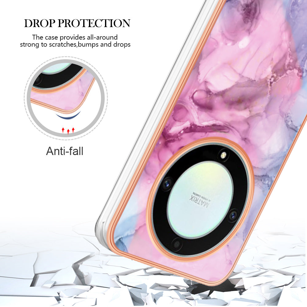 YB IMD Series-16 Style E TPU Phone Case for Honor X9a 5G / Magic5 Lite 5G / X40 5G , Marble Pattern 2.0mm IMD Electroplating Cover