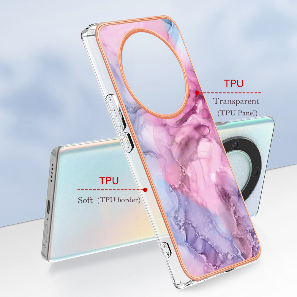 YB IMD Series-16 Style E TPU Phone Case for Honor X9a 5G / Magic5 Lite 5G / X40 5G , Marble Pattern 2.0mm IMD Electroplating Cover