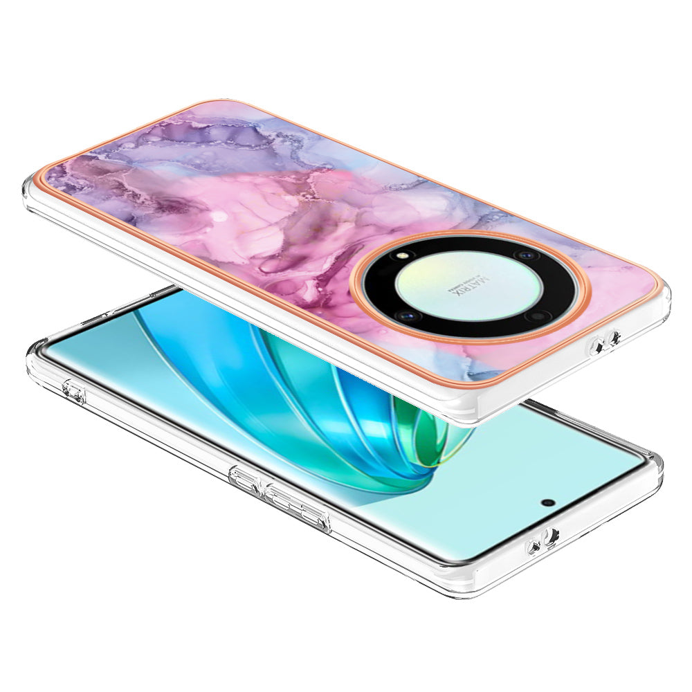 YB IMD Series-16 Style E TPU Phone Case for Honor X9a 5G / Magic5 Lite 5G / X40 5G , Marble Pattern 2.0mm IMD Electroplating Cover