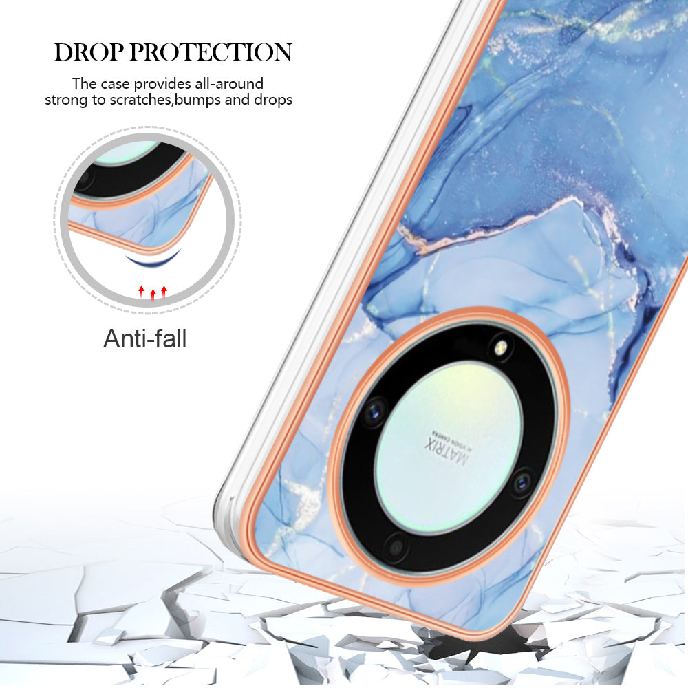 YB IMD Series-16 Style E TPU Phone Case for Honor X9a 5G / Magic5 Lite 5G / X40 5G , Marble Pattern 2.0mm IMD Electroplating Cover