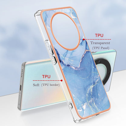 YB IMD Series-16 Style E TPU Phone Case for Honor X9a 5G / Magic5 Lite 5G / X40 5G , Marble Pattern 2.0mm IMD Electroplating Cover