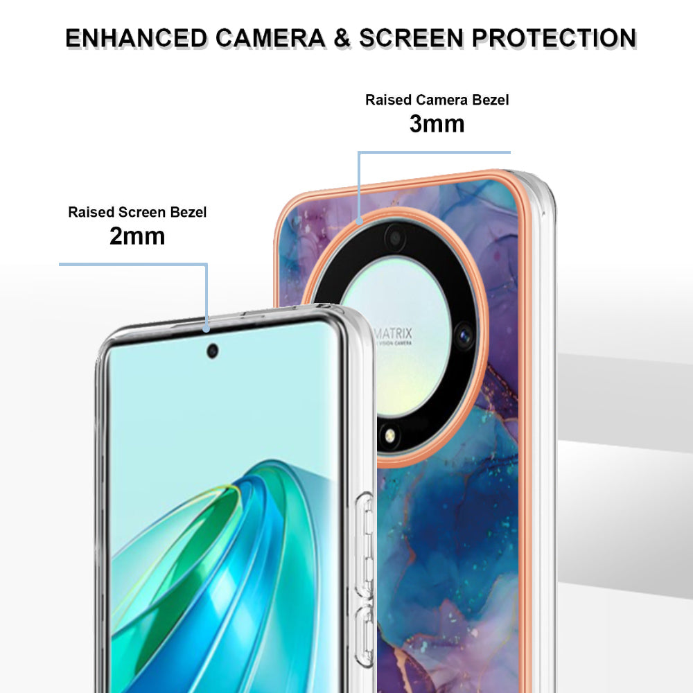 YB IMD Series-16 Style E TPU Phone Case for Honor X9a 5G / Magic5 Lite 5G / X40 5G , Marble Pattern 2.0mm IMD Electroplating Cover