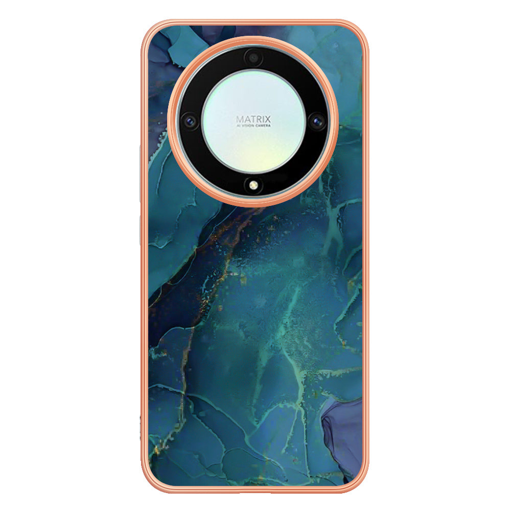 YB IMD Series-16 Style E TPU Phone Case for Honor X9a 5G / Magic5 Lite 5G / X40 5G , Marble Pattern 2.0mm IMD Electroplating Cover
