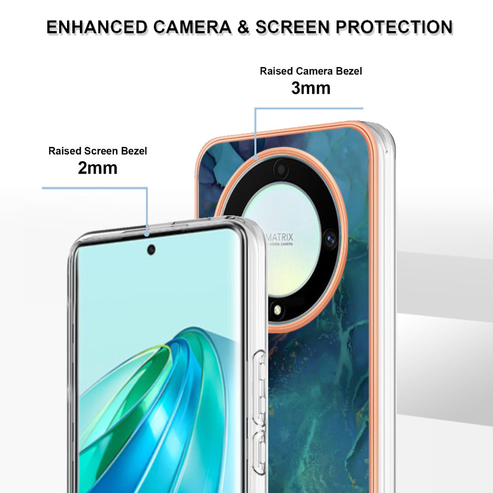 YB IMD Series-16 Style E TPU Phone Case for Honor X9a 5G / Magic5 Lite 5G / X40 5G , Marble Pattern 2.0mm IMD Electroplating Cover