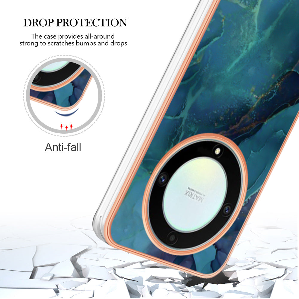 YB IMD Series-16 Style E TPU Phone Case for Honor X9a 5G / Magic5 Lite 5G / X40 5G , Marble Pattern 2.0mm IMD Electroplating Cover