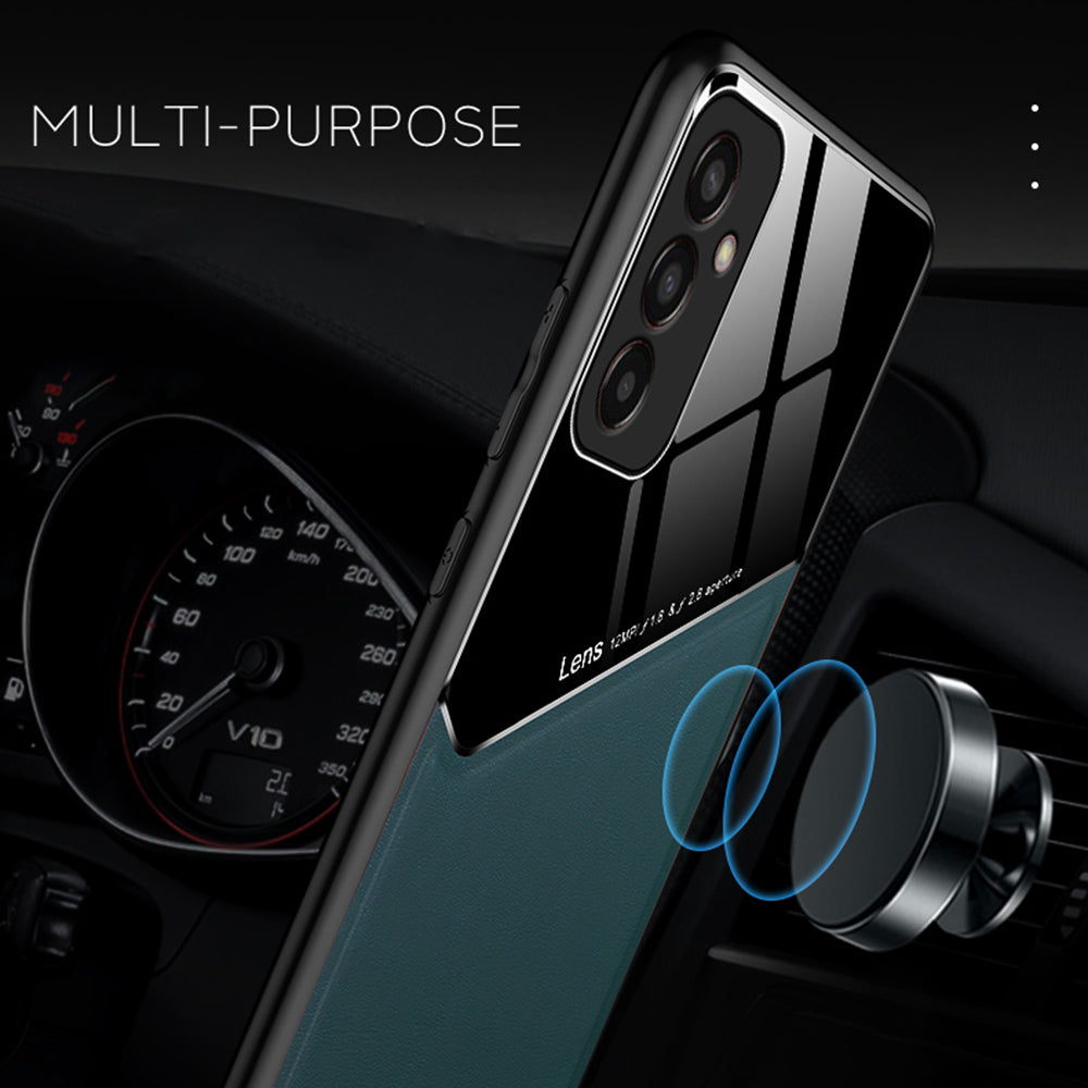 TPU + PC + PU Leather Case for Samsung Galaxy M13 4G Protective Cover Anti-Drop Phone Case Support Magnetic Car Mount