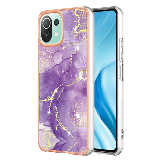 YB IMD Series-2 Marble Pattern Phone Case for Xiaomi Mi 11 Lite 4G / 5G / 11 Lite 5G NE , TPU Electroplated Edge IMD Cover