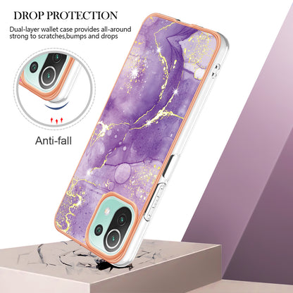 YB IMD Series-2 Marble Pattern Phone Case for Xiaomi Mi 11 Lite 4G / 5G / 11 Lite 5G NE , TPU Electroplated Edge IMD Cover