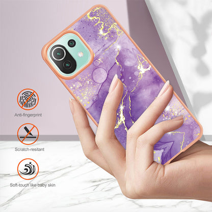 YB IMD Series-2 Marble Pattern Phone Case for Xiaomi Mi 11 Lite 4G / 5G / 11 Lite 5G NE , TPU Electroplated Edge IMD Cover