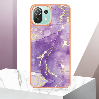 YB IMD Series-2 Marble Pattern Phone Case for Xiaomi Mi 11 Lite 4G / 5G / 11 Lite 5G NE , TPU Electroplated Edge IMD Cover