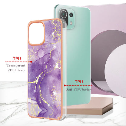 YB IMD Series-2 Marble Pattern Phone Case for Xiaomi Mi 11 Lite 4G / 5G / 11 Lite 5G NE , TPU Electroplated Edge IMD Cover