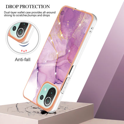 YB IMD Series-2 Marble Pattern Phone Case for Xiaomi Mi 11 Lite 4G / 5G / 11 Lite 5G NE , TPU Electroplated Edge IMD Cover