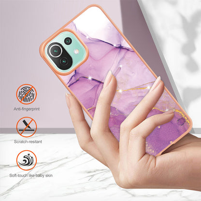 YB IMD Series-2 Marble Pattern Phone Case for Xiaomi Mi 11 Lite 4G / 5G / 11 Lite 5G NE , TPU Electroplated Edge IMD Cover
