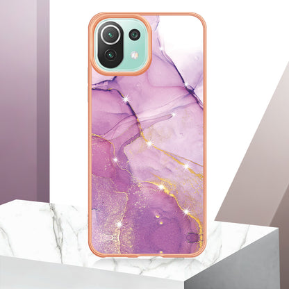 YB IMD Series-2 Marble Pattern Phone Case for Xiaomi Mi 11 Lite 4G / 5G / 11 Lite 5G NE , TPU Electroplated Edge IMD Cover