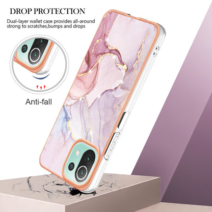 YB IMD Series-2 Marble Pattern Phone Case for Xiaomi Mi 11 Lite 4G / 5G / 11 Lite 5G NE , TPU Electroplated Edge IMD Cover