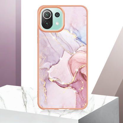 YB IMD Series-2 Marble Pattern Phone Case for Xiaomi Mi 11 Lite 4G / 5G / 11 Lite 5G NE , TPU Electroplated Edge IMD Cover