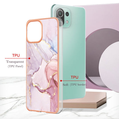 YB IMD Series-2 Marble Pattern Phone Case for Xiaomi Mi 11 Lite 4G / 5G / 11 Lite 5G NE , TPU Electroplated Edge IMD Cover