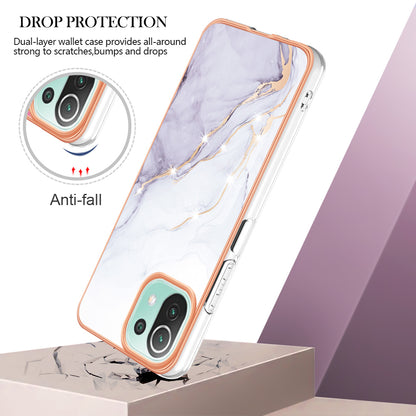 YB IMD Series-2 Marble Pattern Phone Case for Xiaomi Mi 11 Lite 4G / 5G / 11 Lite 5G NE , TPU Electroplated Edge IMD Cover