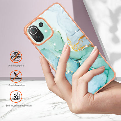 YB IMD Series-2 Marble Pattern Phone Case for Xiaomi Mi 11 Lite 4G / 5G / 11 Lite 5G NE , TPU Electroplated Edge IMD Cover