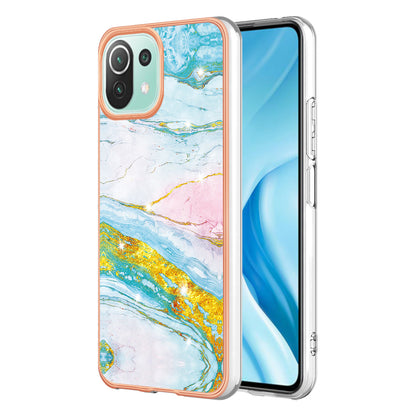 YB IMD Series-2 Marble Pattern Phone Case for Xiaomi Mi 11 Lite 4G / 5G / 11 Lite 5G NE , TPU Electroplated Edge IMD Cover