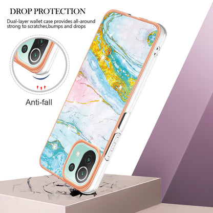 YB IMD Series-2 Marble Pattern Phone Case for Xiaomi Mi 11 Lite 4G / 5G / 11 Lite 5G NE , TPU Electroplated Edge IMD Cover