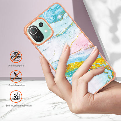 YB IMD Series-2 Marble Pattern Phone Case for Xiaomi Mi 11 Lite 4G / 5G / 11 Lite 5G NE , TPU Electroplated Edge IMD Cover