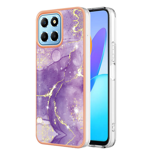 YB IMD Series-2 For Honor X8 5G Electroplating Phone Case IMD Marble Pattern TPU Back Cover