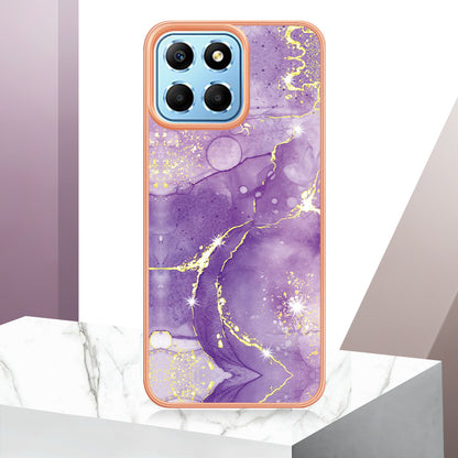 YB IMD Series-2 For Honor X8 5G Electroplating Phone Case IMD Marble Pattern TPU Back Cover