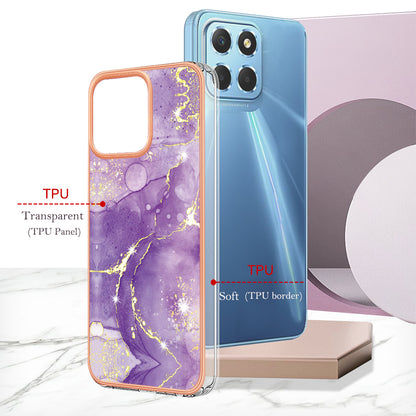 YB IMD Series-2 For Honor X8 5G Electroplating Phone Case IMD Marble Pattern TPU Back Cover