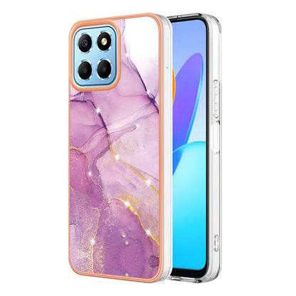 YB IMD Series-2 For Honor X8 5G Electroplating Phone Case IMD Marble Pattern TPU Back Cover