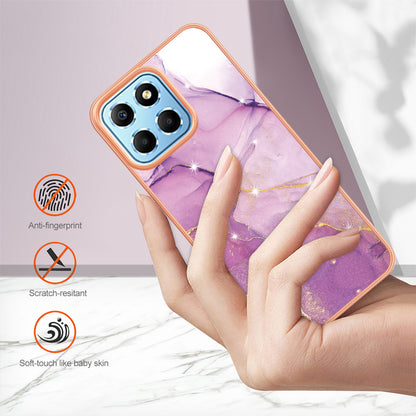 YB IMD Series-2 For Honor X8 5G Electroplating Phone Case IMD Marble Pattern TPU Back Cover