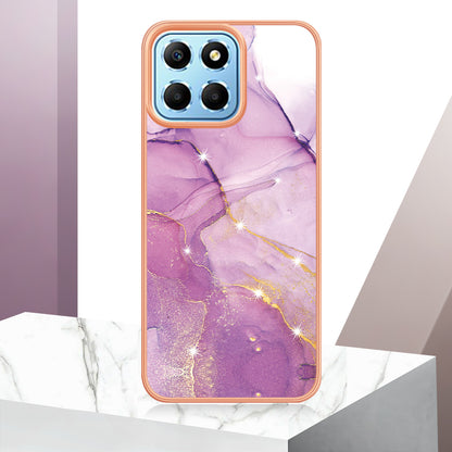 YB IMD Series-2 For Honor X8 5G Electroplating Phone Case IMD Marble Pattern TPU Back Cover