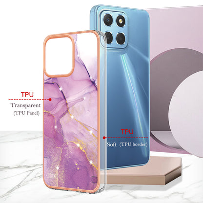 YB IMD Series-2 For Honor X8 5G Electroplating Phone Case IMD Marble Pattern TPU Back Cover
