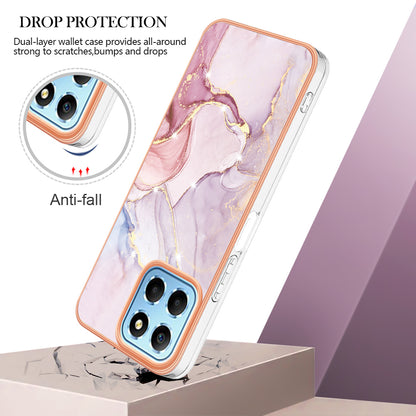 YB IMD Series-2 For Honor X8 5G Electroplating Phone Case IMD Marble Pattern TPU Back Cover