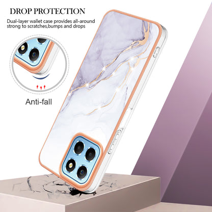 YB IMD Series-2 For Honor X8 5G Electroplating Phone Case IMD Marble Pattern TPU Back Cover