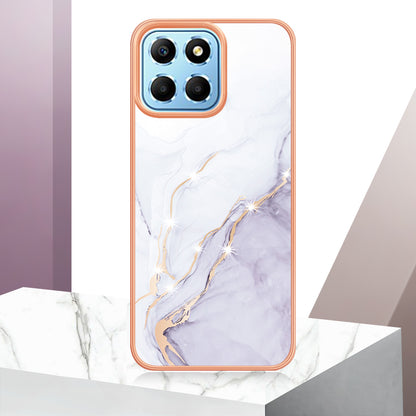 YB IMD Series-2 For Honor X8 5G Electroplating Phone Case IMD Marble Pattern TPU Back Cover
