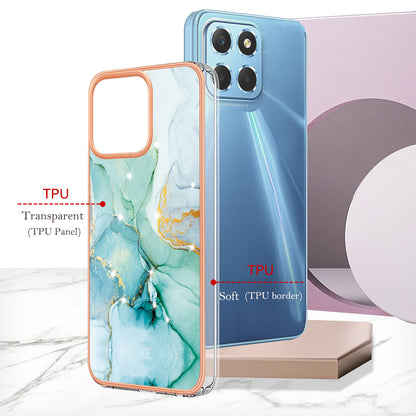 YB IMD Series-2 For Honor X8 5G Electroplating Phone Case IMD Marble Pattern TPU Back Cover
