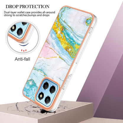 YB IMD Series-2 For Honor X8 5G Electroplating Phone Case IMD Marble Pattern TPU Back Cover