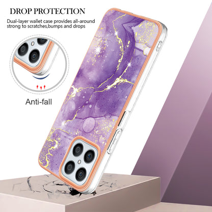 YB IMD Series-2 For Honor X8 4G Marble Pattern TPU Case Electroplated Edge IMD Phone Cover