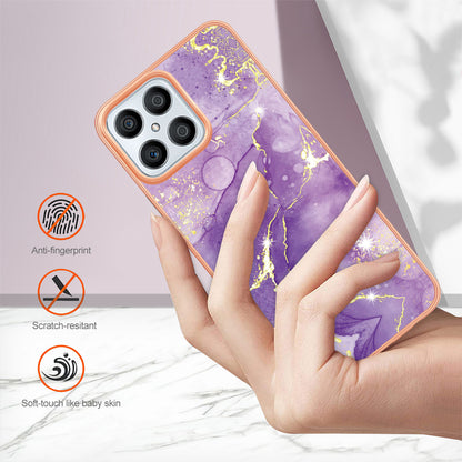 YB IMD Series-2 For Honor X8 4G Marble Pattern TPU Case Electroplated Edge IMD Phone Cover