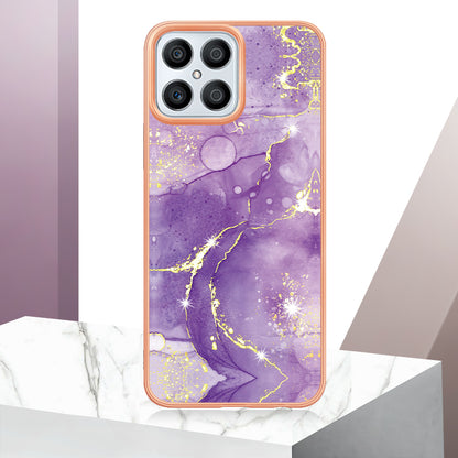 YB IMD Series-2 For Honor X8 4G Marble Pattern TPU Case Electroplated Edge IMD Phone Cover