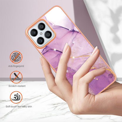 YB IMD Series-2 For Honor X8 4G Marble Pattern TPU Case Electroplated Edge IMD Phone Cover